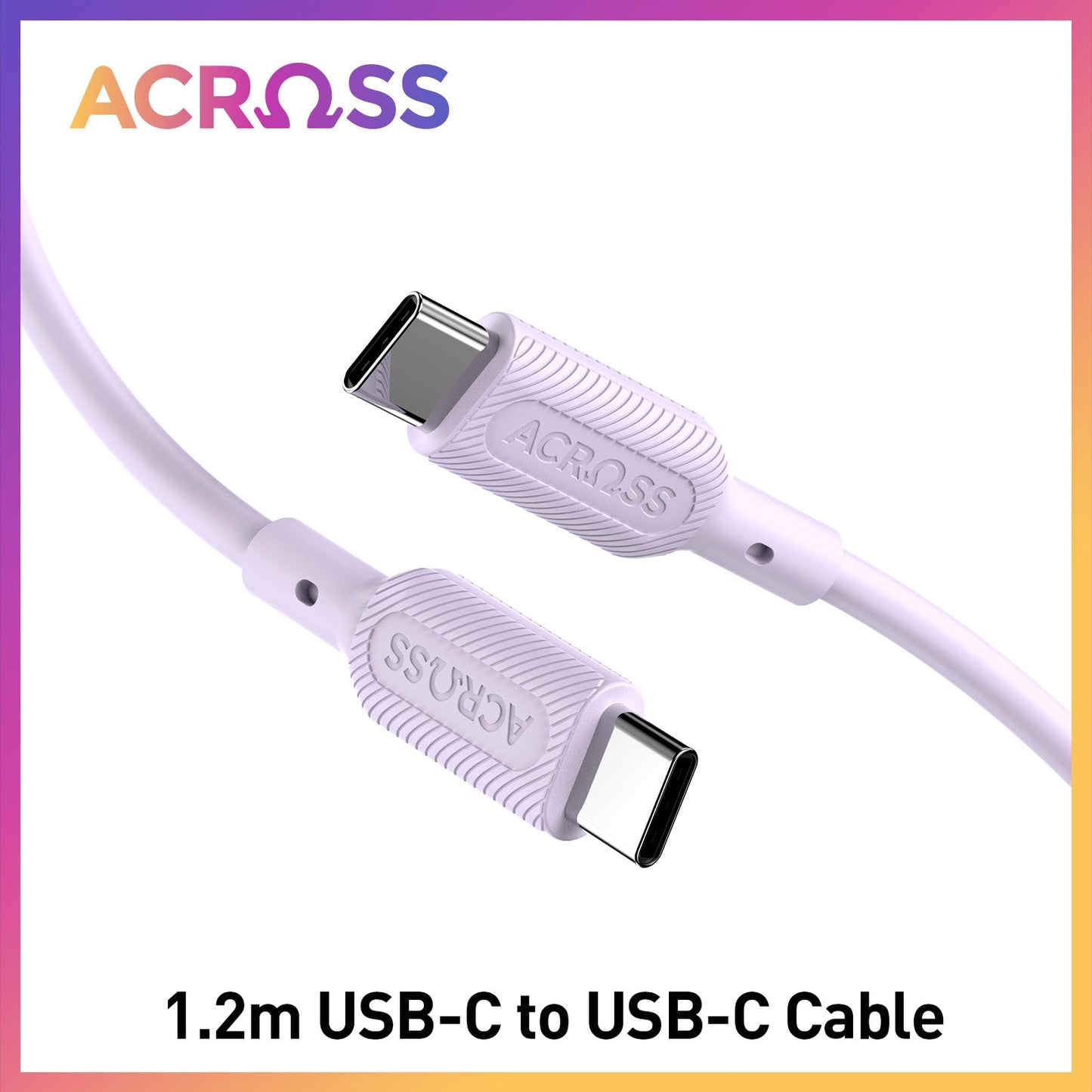 CurrentCord 1.2m 60W USB-C to USB-C liquid silicone cable for Macbook iPhones Androids Switch PS5