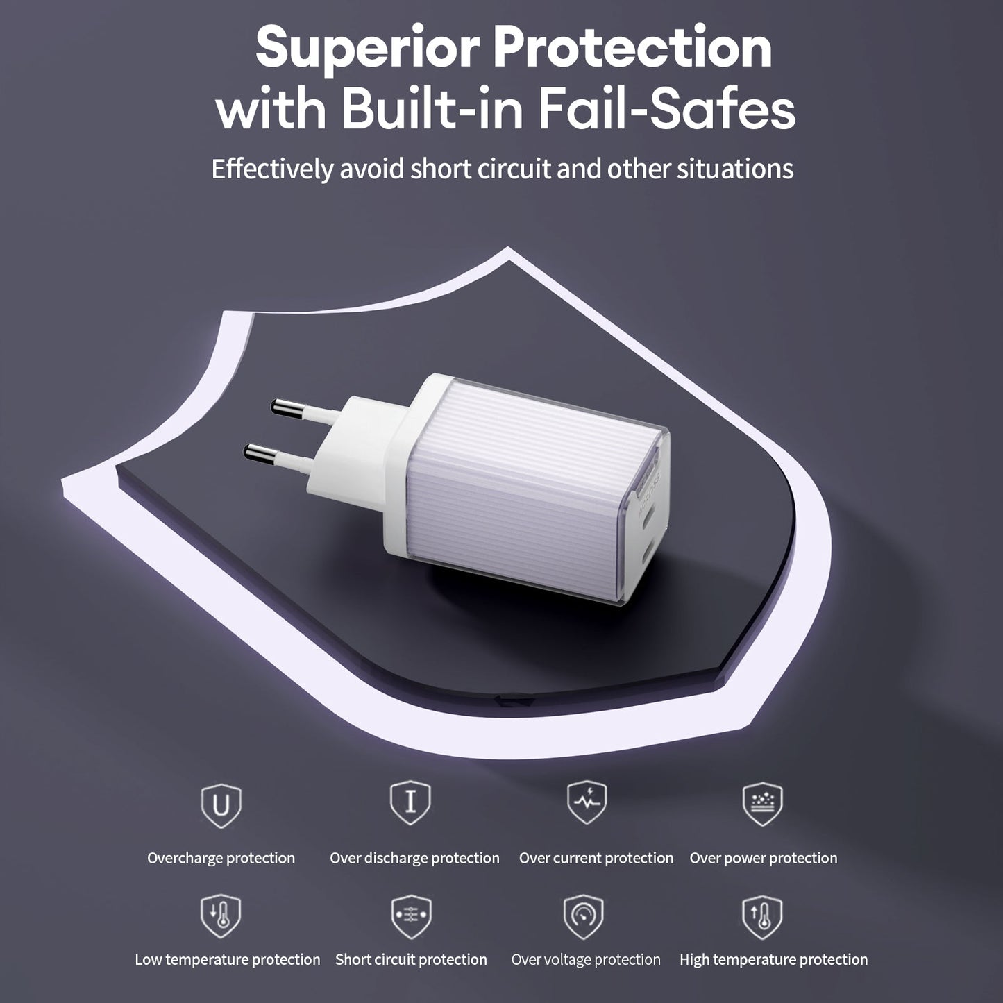 Across SpeedCharge 65W 2-Ports charger with PD, QC 3.0 and PPS - EU Version