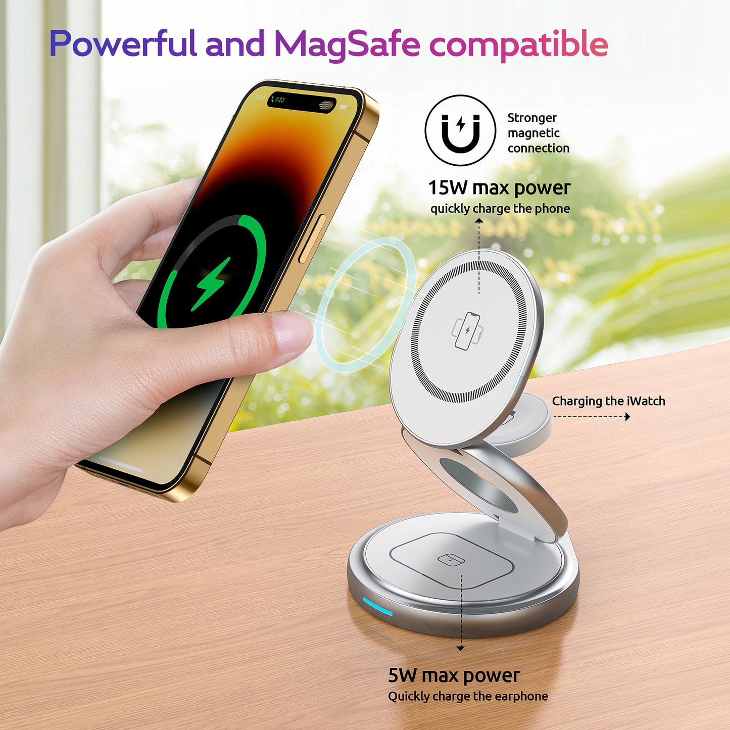 Across Foldable 3-in-1 Wireless Charger for iPhone, Airpods, and Apple Watch