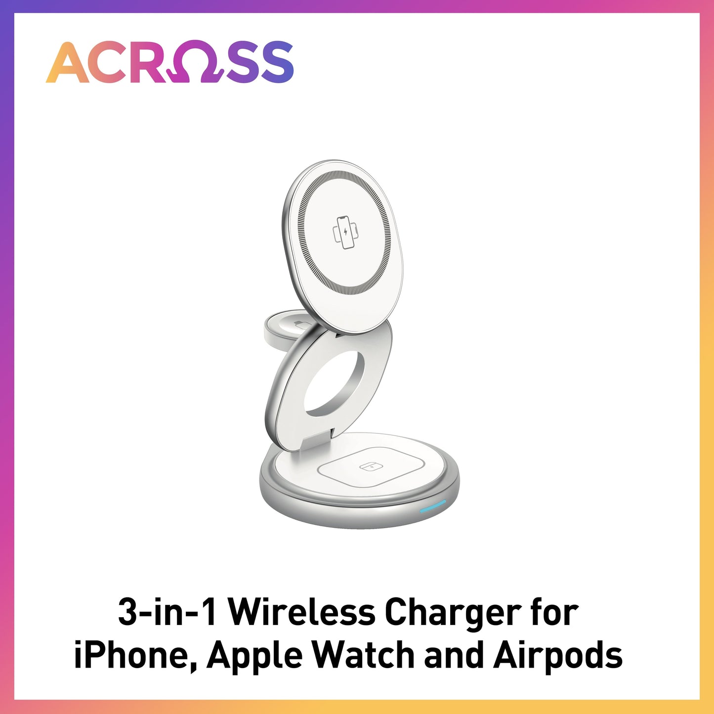 Across Foldable 3-in-1 Wireless Charger for iPhone, Airpods, and Apple Watch