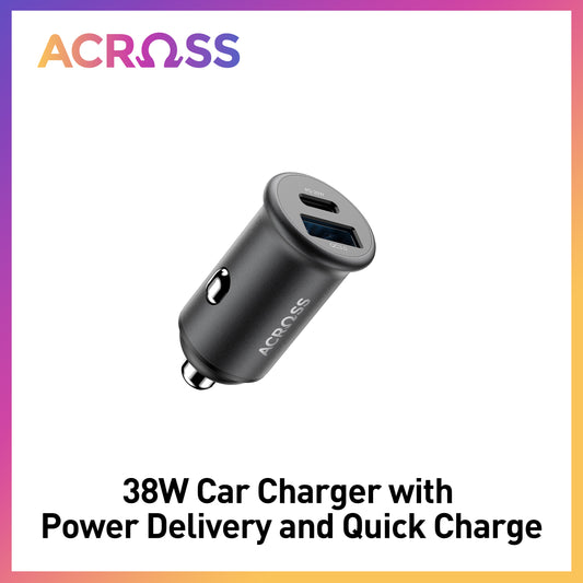 Across SpeedCharge 38W 2-Ports Car Charger with Power Delivery and Quick Charge 3.0